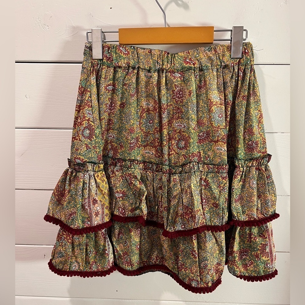 ANISA – Silk• Multicolor Ruffle Skirt M/L - Picture 5 of 10